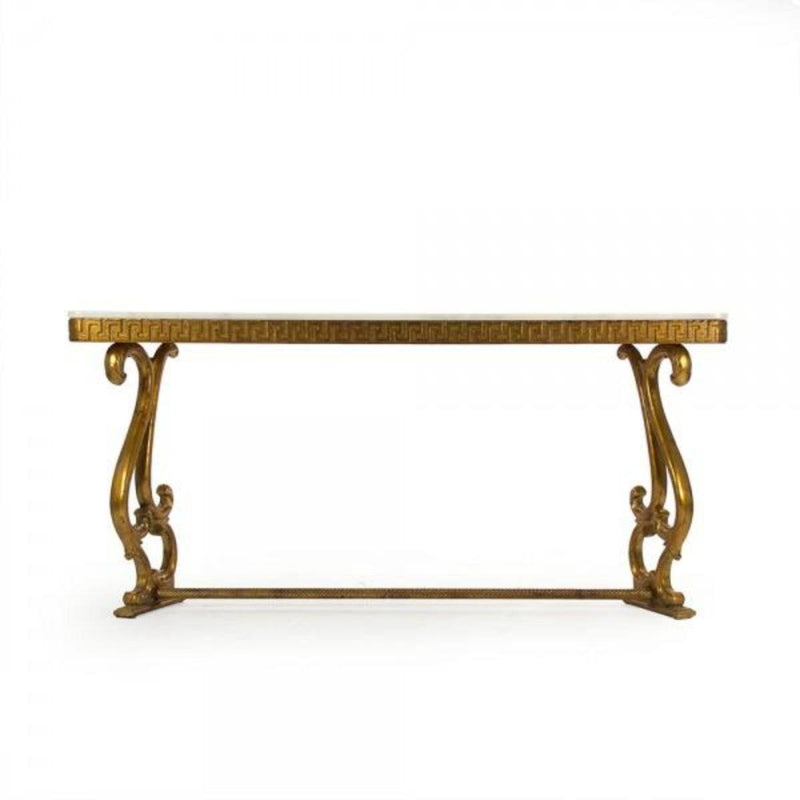 Gilded Baroque Console with Marble Top - Console - Global Home