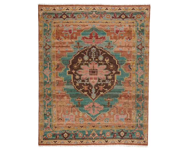 Jinsen Wool Rug-Teal