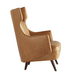 Modern Wing Chair in Cognac Leather - Seating - Global Home