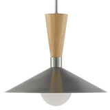 Chrome and Wood Pendant Lamp - Lighting - Global Home