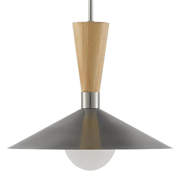 Chrome and Wood Pendant Lamp - Lighting - Global Home