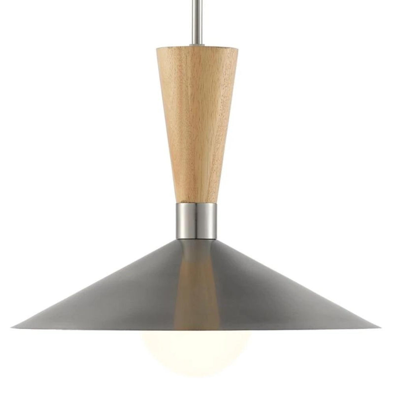 Chrome and Wood Pendant Lamp - Lighting - Global Home