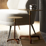 Addison Large Accent Table- Brass and Leather