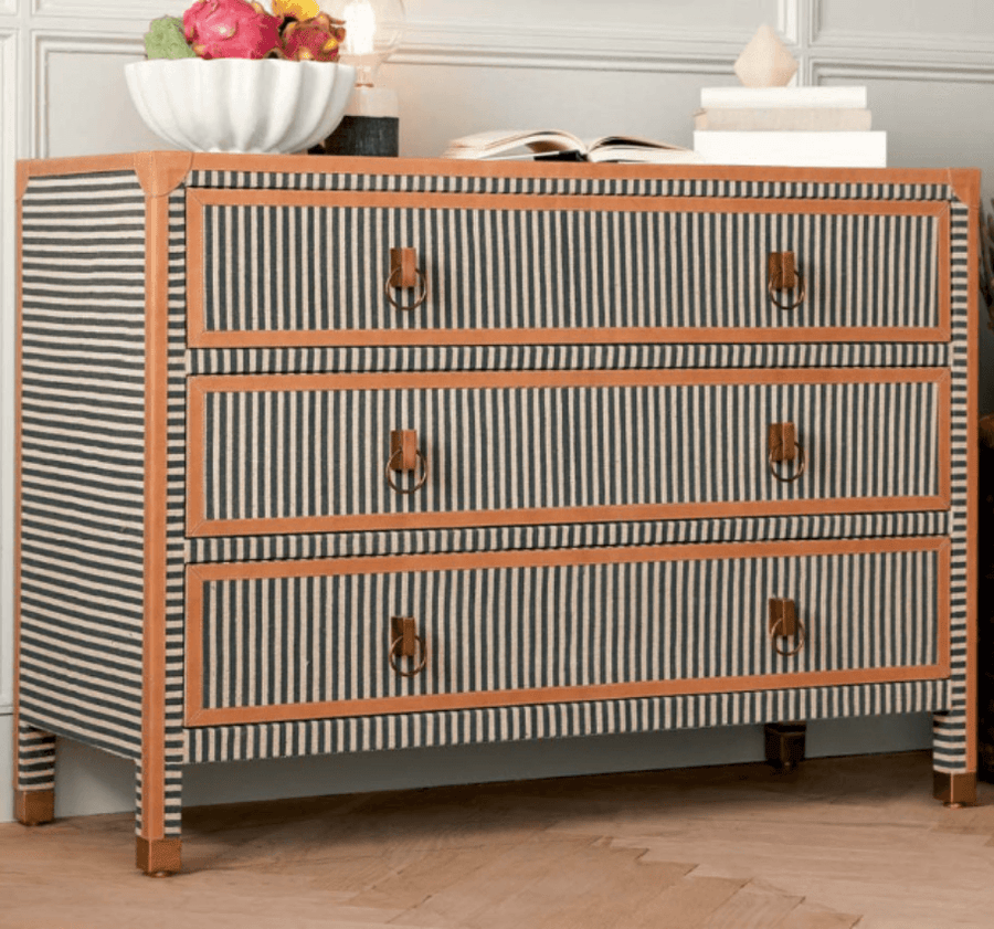dresser leather Coralie Curved 6-Drawer Vegan Leather Oval Dresser