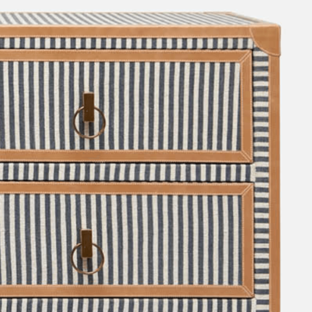 Menswear Striped Dresser with Leather Trim Menswear Striped Dresser with Leather Trim