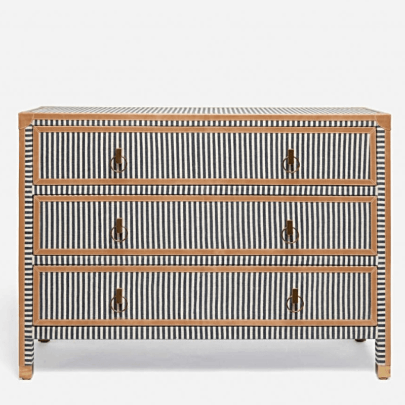 Menswear Striped Dresser with Leather Trim Menswear Striped Dresser with Leather Trim