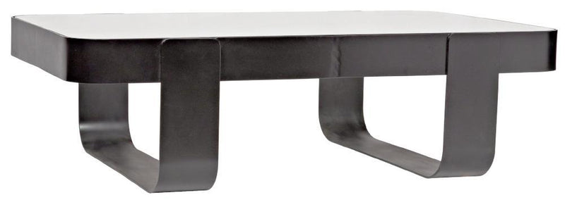 Banded Black Iron and Glass Coffee Table - Coffee Table - Global Home