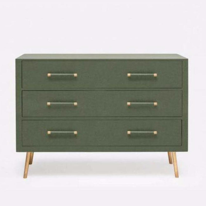 Three Drawer Dresser in Green Faux Linen - Storage - Global Home