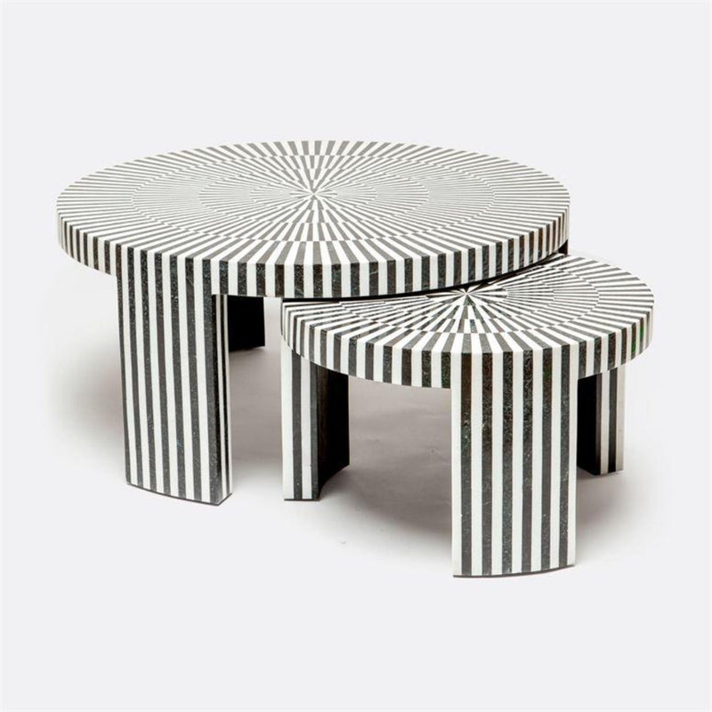 Striped Stone Nesting Cocktail Tables - LARGE - Coffee Table - Global Home