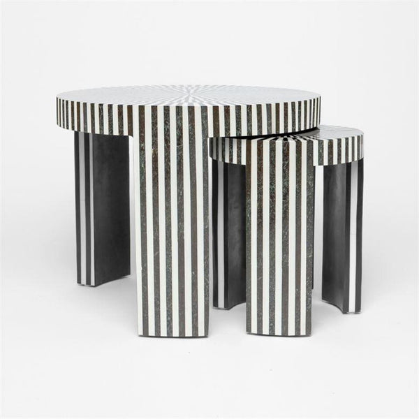Striped Stone Nesting Cocktail Tables - SMALL - Coffee Table - Global Home