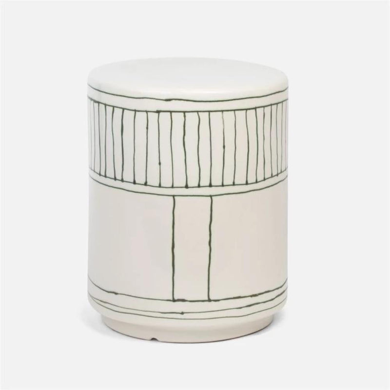 Striped White Glossy Side Table - Tables - Global Home