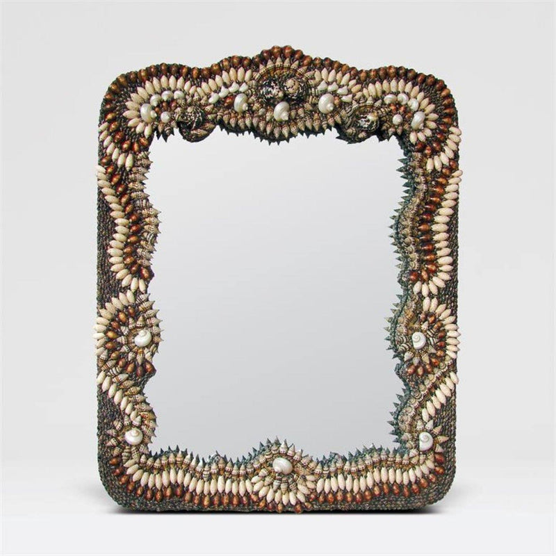 Baroque Tramp Art Shell Frame Mirror - Mirrors - Global Home